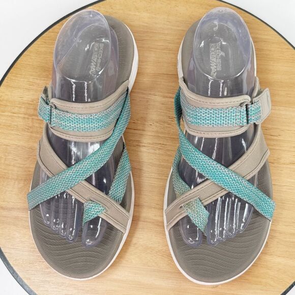 Skechers Performance On The Go 600 Glow Strappy Outdoor Sandals Taupe Green 10 - Picture 5 of 12